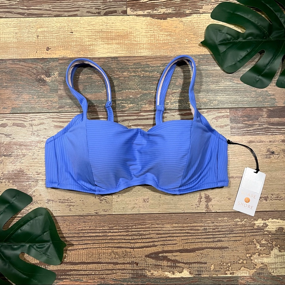 Shade & Shore Blue Ribbed Underwire Bikini Top